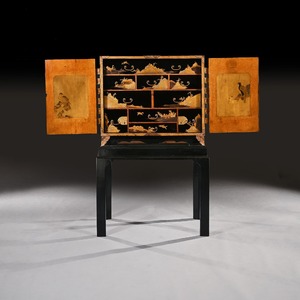 Important, Late 17th Century, Japanese, Lacquered, Cabinet, Edo Period, Stand, hiramaki-e