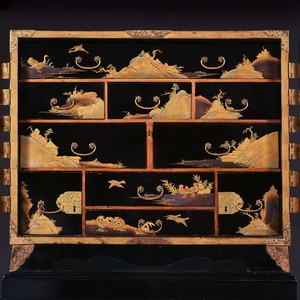 Important, Late 17th Century, Japanese, Lacquered, Cabinet, Edo Period, Stand, hiramaki-e