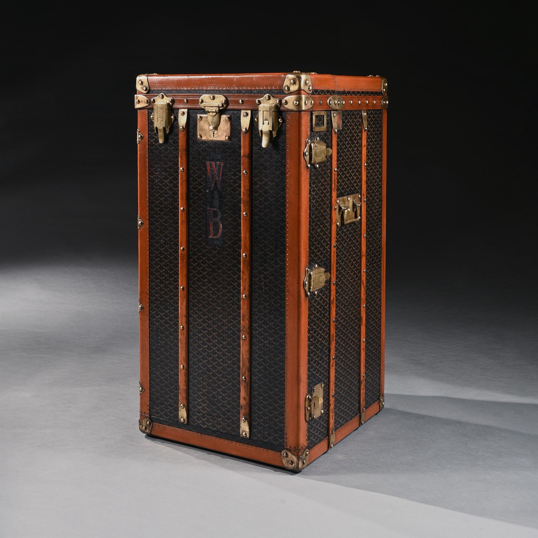 Goyard Trunk A Rare Early 20th Century Steamer or Wardrobe Trunk by Goyard  of Paris.