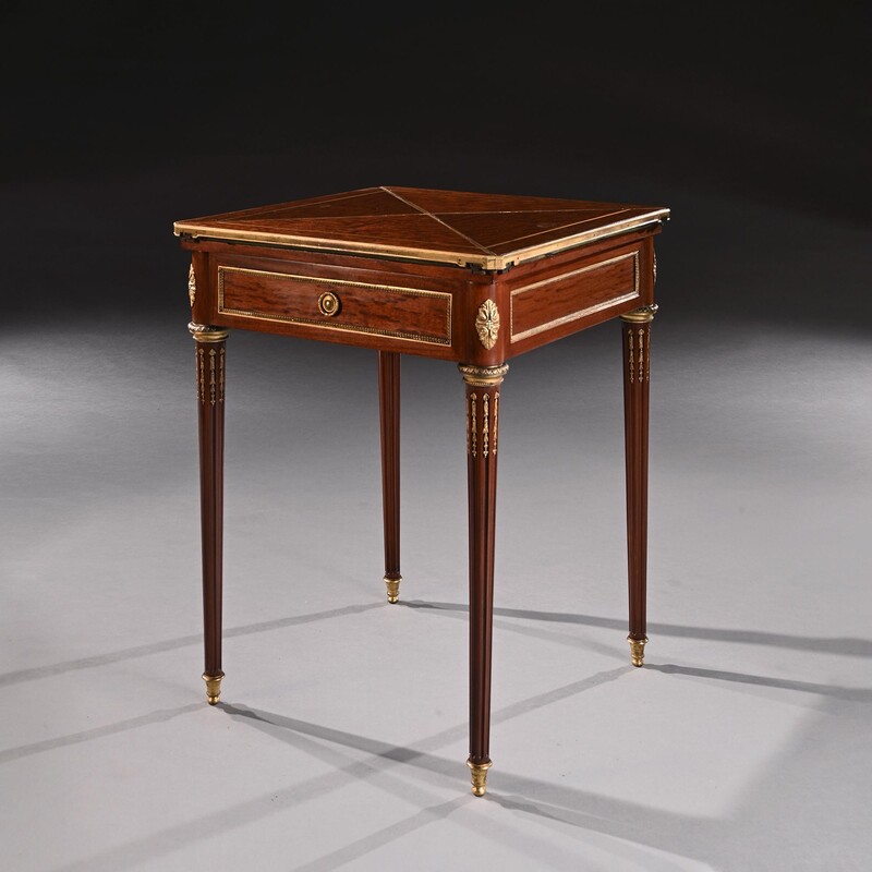 A Fine Mahogany Late 19th Century Envelope Card Table by Antoine Lampre, Paris.