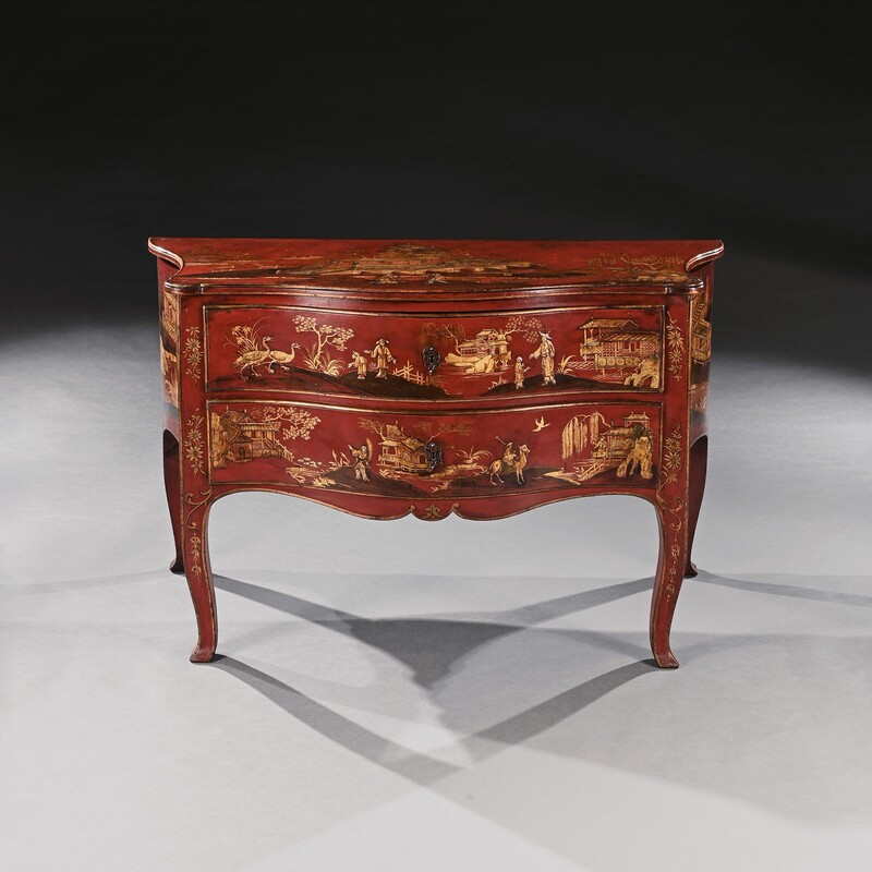 19th Century, North European, Japanned, Lacquered, Commode, Rococo, Manner,